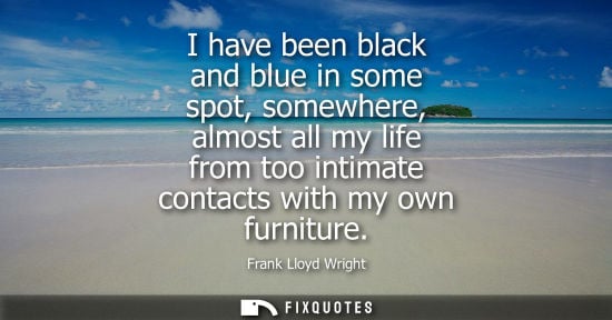 Small: I have been black and blue in some spot, somewhere, almost all my life from too intimate contacts with my own 