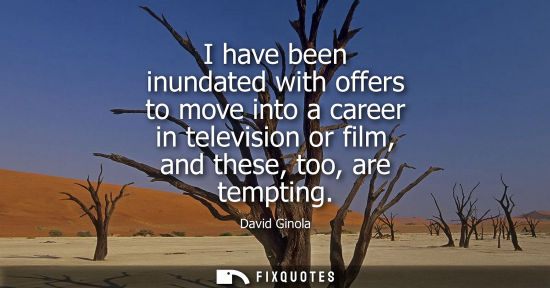Small: I have been inundated with offers to move into a career in television or film, and these, too, are temp