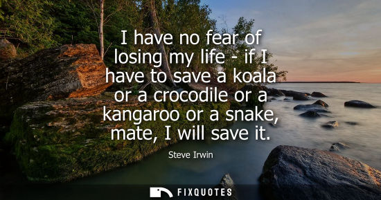 Small: I have no fear of losing my life - if I have to save a koala or a crocodile or a kangaroo or a snake, m