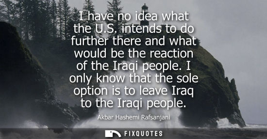 Small: I have no idea what the U.S. intends to do further there and what would be the reaction of the Iraqi people.