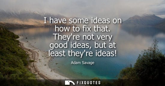 Small: I have some ideas on how to fix that. Theyre not very good ideas, but at least theyre ideas!