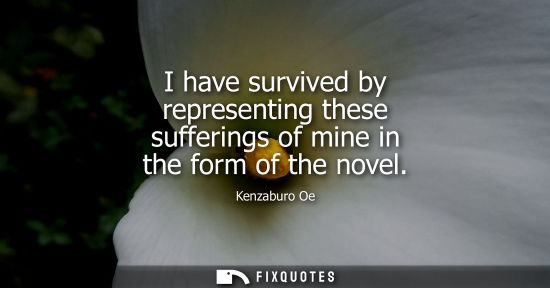 Small: I have survived by representing these sufferings of mine in the form of the novel