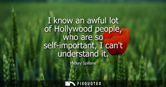 Small: I know an awful lot of Hollywood people, who are so self-important, I cant understand it