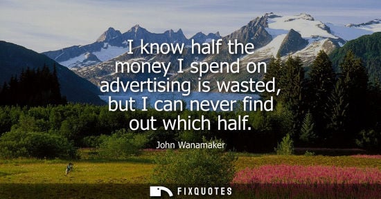 Small: I know half the money I spend on advertising is wasted, but I can never find out which half