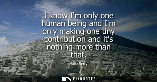 Small: I know Im only one human being and Im only making one tiny contribution and its nothing more than that