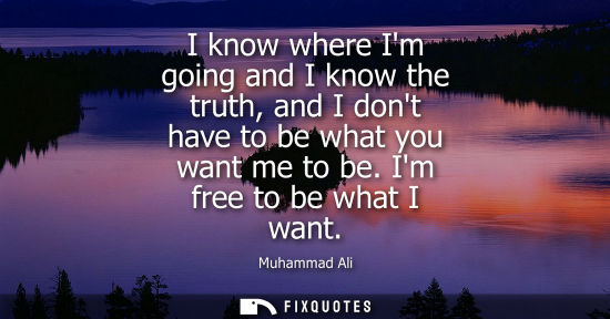 Small: I know where Im going and I know the truth, and I dont have to be what you want me to be. Im free to be