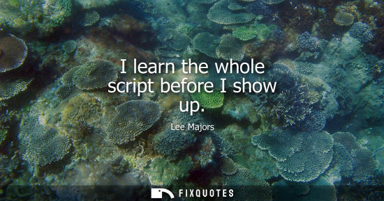 Small: I learn the whole script before I show up