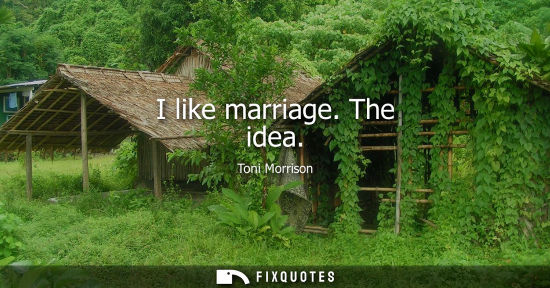 Small: I like marriage. The idea