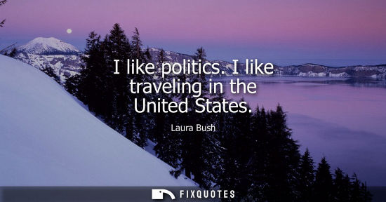 Small: I like politics. I like traveling in the United States