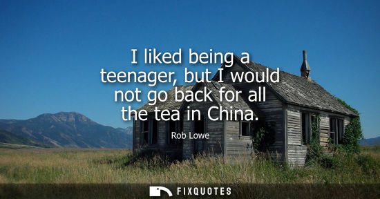 Small: I liked being a teenager, but I would not go back for all the tea in China