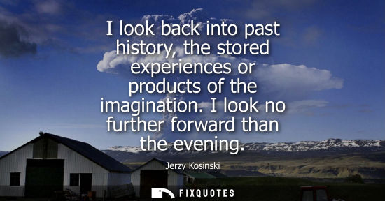 Small: I look back into past history, the stored experiences or products of the imagination. I look no further