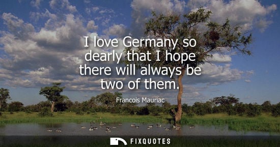 Small: I love Germany so dearly that I hope there will always be two of them