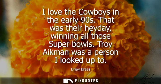 Small: I love the Cowboys in the early 90s. That was their heyday, winning all those Super bowls. Troy Aikman 