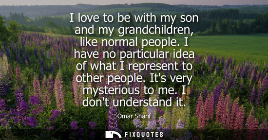 Small: I love to be with my son and my grandchildren, like normal people. I have no particular idea of what I represe
