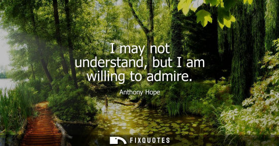 Small: I may not understand, but I am willing to admire