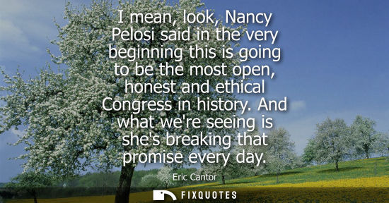 Small: I mean, look, Nancy Pelosi said in the very beginning this is going to be the most open, honest and eth