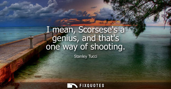 Small: I mean, Scorseses a genius, and thats one way of shooting