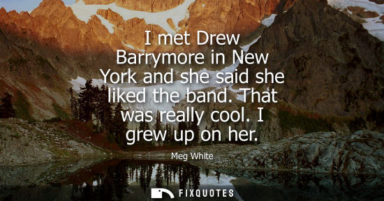 Small: I met Drew Barrymore in New York and she said she liked the band. That was really cool. I grew up on he