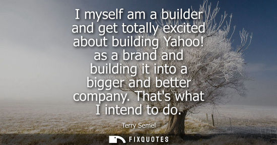 Small: I myself am a builder and get totally excited about building Yahoo! as a brand and building it into a b