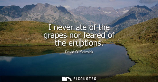 Small: I never ate of the grapes nor feared of the eruptions
