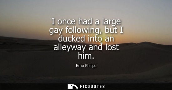 Small: I once had a large gay following, but I ducked into an alleyway and lost him
