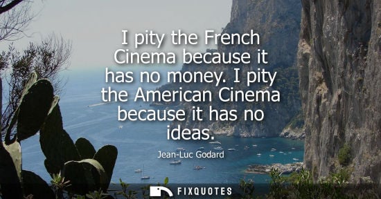Small: I pity the French Cinema because it has no money. I pity the American Cinema because it has no ideas