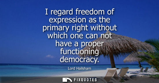 Small: I regard freedom of expression as the primary right without which one can not have a proper functioning