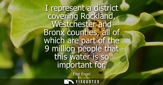 Small: I represent a district covering Rockland, Westchester and Bronx counties, all of which are part of the 