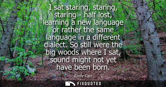 Small: I sat staring, staring, staring - half lost, learning a new language or rather the same language in a differen