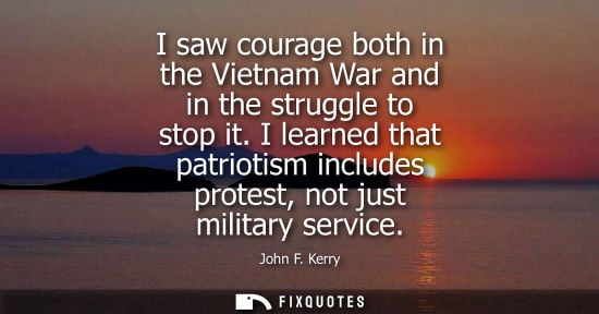 Small: I saw courage both in the Vietnam War and in the struggle to stop it. I learned that patriotism include