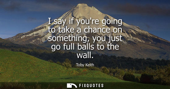 Small: I say if youre going to take a chance on something, you just go full balls to the wall