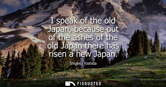 Small: I speak of the old Japan, because out of the ashes of the old Japan there has risen a new Japan