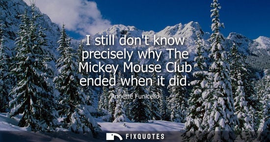 Small: I still dont know precisely why The Mickey Mouse Club ended when it did