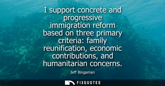 Small: I support concrete and progressive immigration reform based on three primary criteria: family reunifica