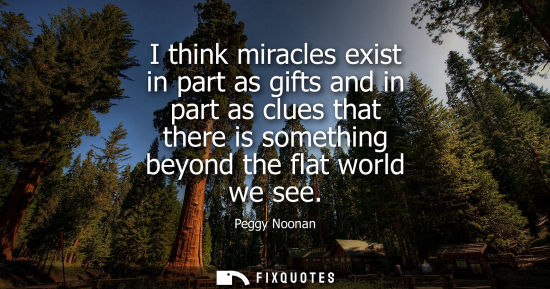 Small: I think miracles exist in part as gifts and in part as clues that there is something beyond the flat world we 