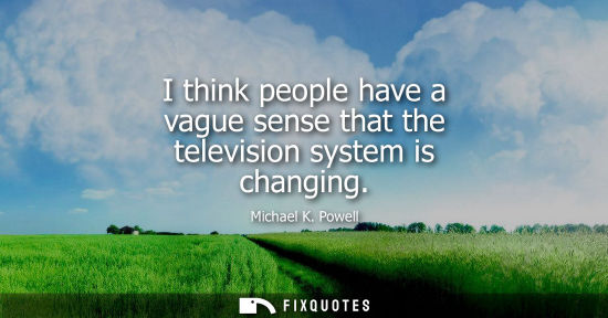 Small: I think people have a vague sense that the television system is changing
