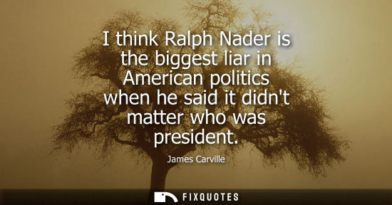 Small: I think Ralph Nader is the biggest liar in American politics when he said it didnt matter who was presi