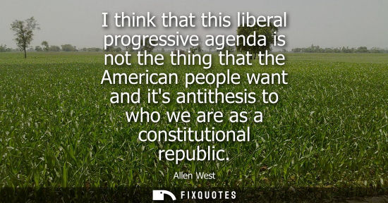 Small: I think that this liberal progressive agenda is not the thing that the American people want and its ant