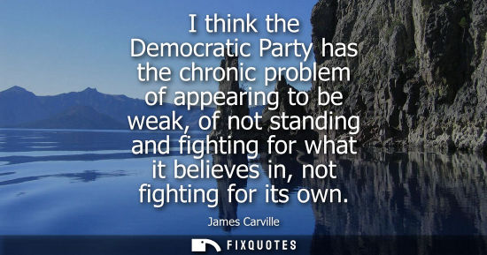 Small: I think the Democratic Party has the chronic problem of appearing to be weak, of not standing and fight
