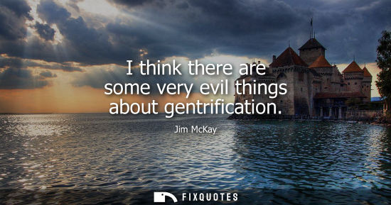 Small: I think there are some very evil things about gentrification