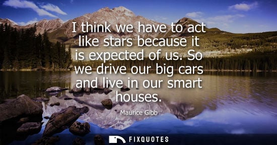 Small: I think we have to act like stars because it is expected of us. So we drive our big cars and live in our smart