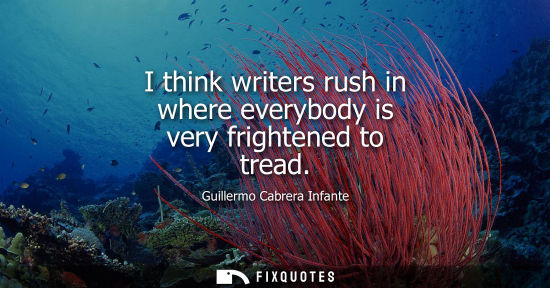 Small: I think writers rush in where everybody is very frightened to tread