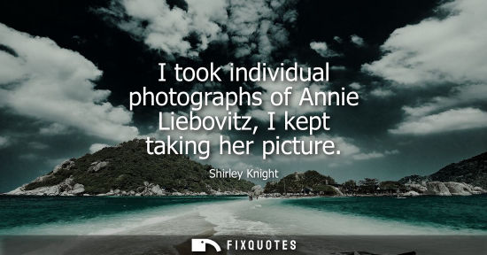 Small: I took individual photographs of Annie Liebovitz, I kept taking her picture