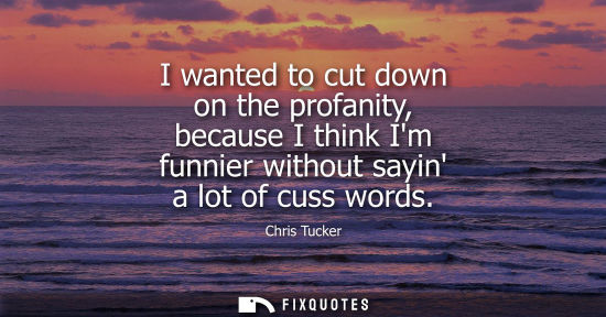 Small: I wanted to cut down on the profanity, because I think Im funnier without sayin a lot of cuss words