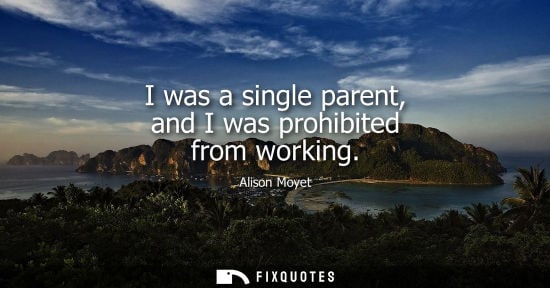 Small: I was a single parent, and I was prohibited from working