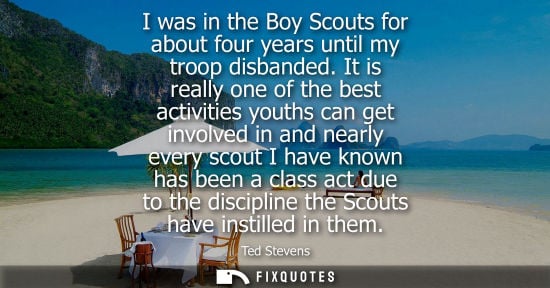 Small: I was in the Boy Scouts for about four years until my troop disbanded. It is really one of the best act