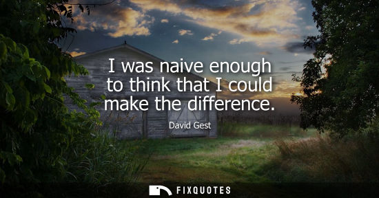 Small: I was naive enough to think that I could make the difference