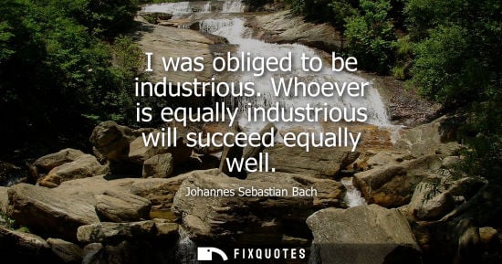 Small: I was obliged to be industrious. Whoever is equally industrious will succeed equally well