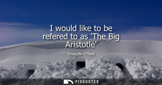 Small: I would like to be refered to as The Big Aristotle