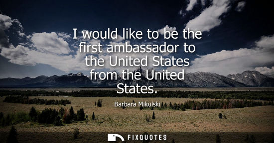 Small: I would like to be the first ambassador to the United States from the United States